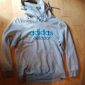 Adidas Gray Hoodie with Blue Logo
